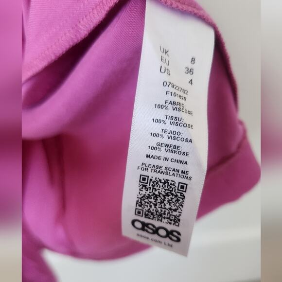 ASOS Satin Formal Pink Crisscross Halter long sleeve dress size 4 small - Picture 7 of 11